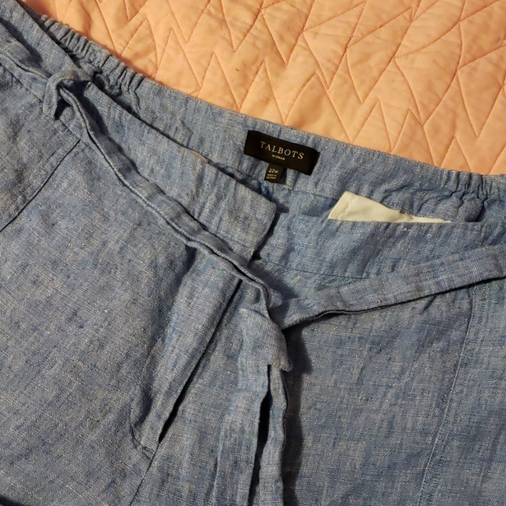 Talbots Woman blue linen pants